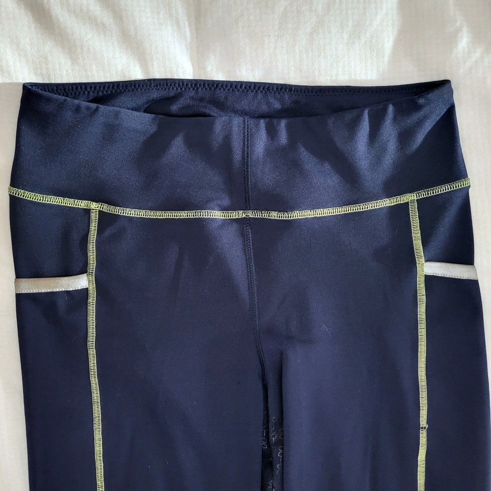 Dover Saddlery Navy Yellow Full Seat Silicone Grip Equestrian Riding Tights M - Picture 4 of 10
